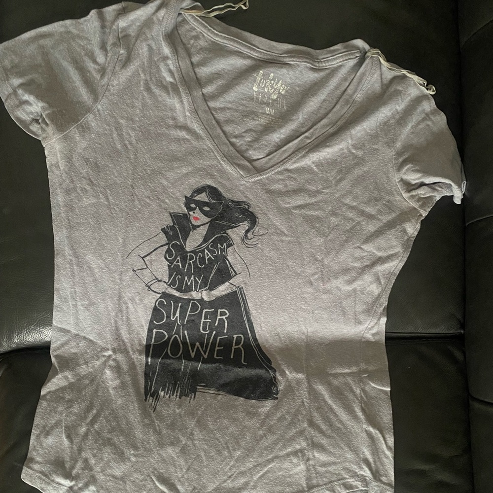 Women’s Gray Graphic V-Neck Tee - Sarcasm Is My Superpower